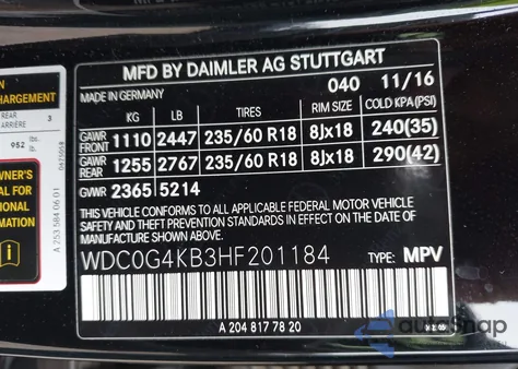 2017 Mercedes-Benz Glc 300 4Matic from USA, damaged, VIN WDC0G4KB3HF201184